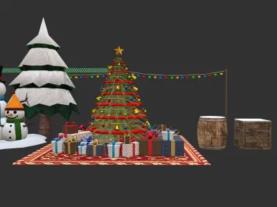 Snowy Decor Bundle Low-poly 3D model