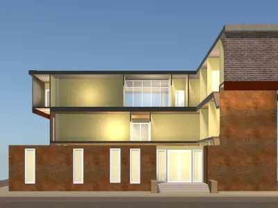 Home office in cutaway section 25-04 3D model
