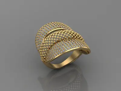 STL 3DM Print Ready Women Diamond Ring Lightweight Printable  3D print model 146