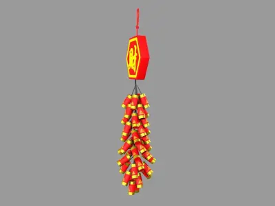 New Year Firecracker  Low-poly 3D model
