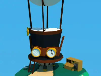Hat Airship Diorama Free 3D model