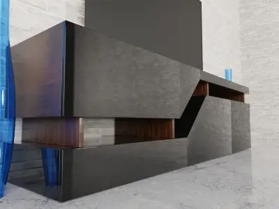 TV shelf with TV and decoration 3D model