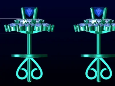 Double Cluster Halo Earrings 1 3D print model