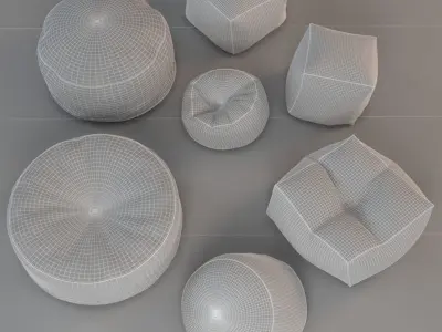 Fabric Bean Bag Chairs 3D model