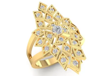 Luxury Floral Cluster Diamond Ring for Women 2767 3D print model