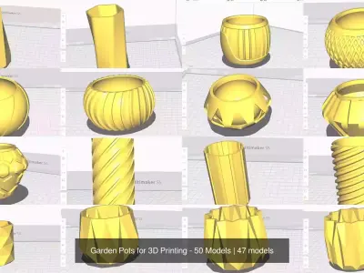 Garden Pots for 3D Printing - 50 Models 3D Model Collection