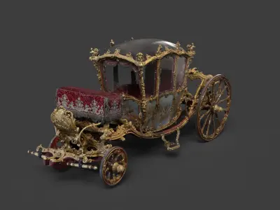 Chinese ancient wooden  carriage   3D model