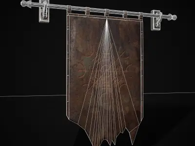 Leather Torn Banner Low-poly 3D model