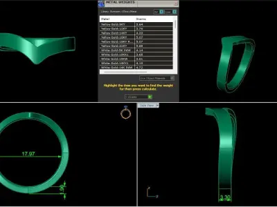 STL 3DM Print Ready Women Diamond Ring Lightweight Printable  3D print model 168