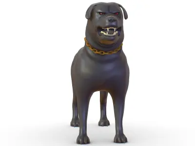 High Poly Black Rottweiler Dog Low-poly 3D model
