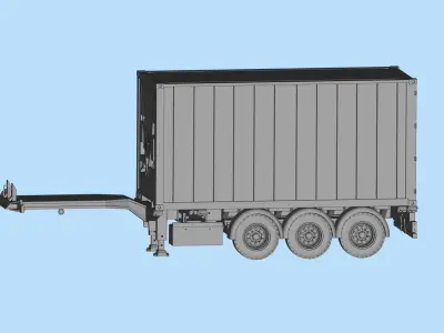Container Trailer scale Semi trailer frame shipping container 3D print model