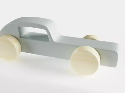 Wooden Toy Car Low-poly 3D model