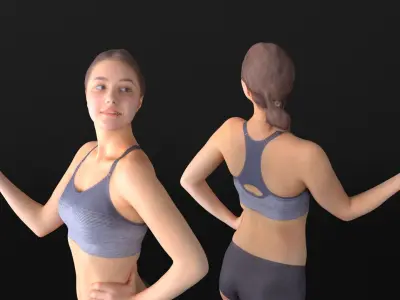 Slim sporty female 11 Low-poly 3D model