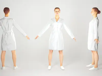 Attractive nurse  in A-pose ready for rigging 117 Low-poly 3D model