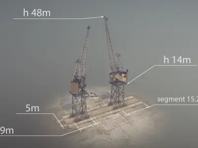 Crane STOTHERT-PITT with three liveries Low-poly 3D model