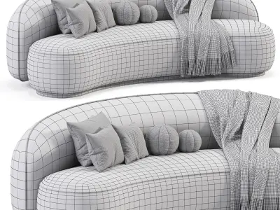 Modern Leather Upholstered Sofa 3D model