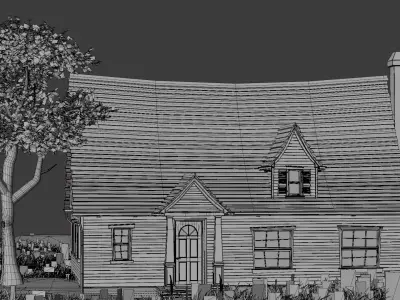 American Style Cottage Exterior 07 Low-poly 3D model