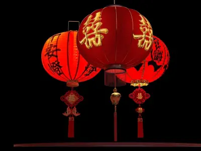 Chinese red lantern  3D model 53