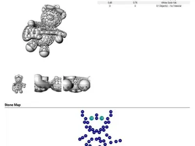 teddy pendant 3D print model