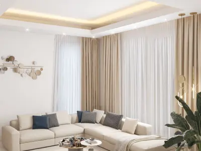 Modern Living Room 3D model Low-poly 3D model