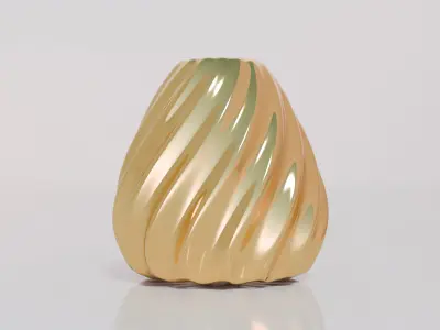 Gold Twisted Vase Elegant Decorative 3D Model Low-poly 3D model