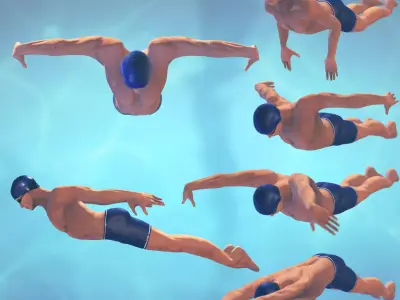 Swimming Man Rigger - Butterfly Low-poly 3D model