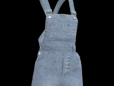 Denim overall jumpsuit 3D model