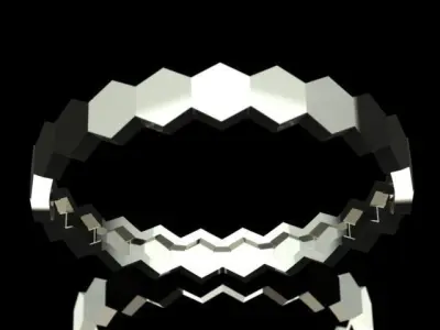 Luxury Hexagon Honeycomb Golden Band Ring 3D print model