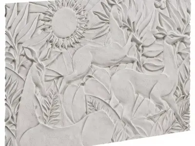 Bas-relief with deer Low-poly 3D model
