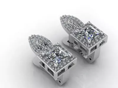 Women Earrings 3DM STL Womens Earring Renders 3D print models   3D print model buy