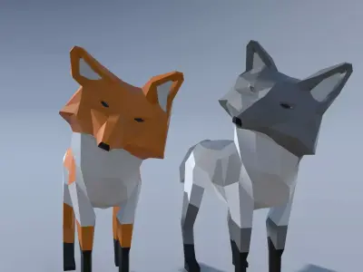 Game Ready Low Poly Animated Fox  Low-poly 3D model