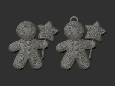 christmas cookie boy with star  3D print model