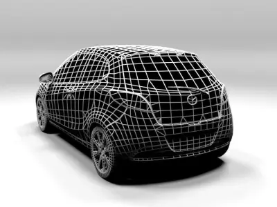 MAZDA 2 3DR 2009 LOWPOLY Low-poly 3D model