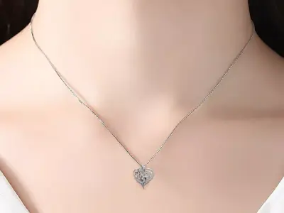 Luxury Heart Shape Diamond Pendant CAD Design STL 3DM 3D print model