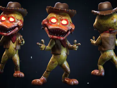 Spooky Duckytronic - Rigged and Animated Low-poly 3D model