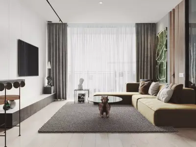 Modern living room dining room interior scenes 590 3D model