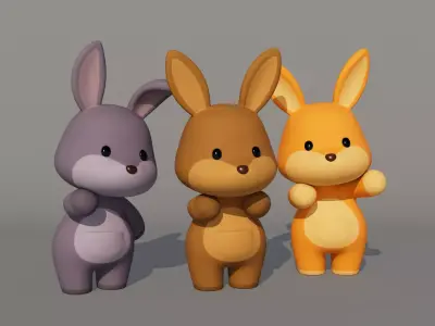 Rigged Cartoon Kangaroo Low-poly 3D model