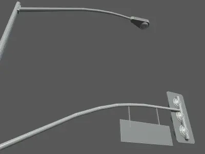 street light stop sign low poly 3D model