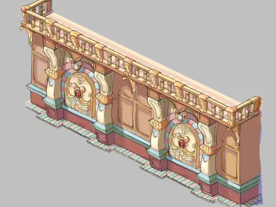 Game Interior Wall 02 3D model