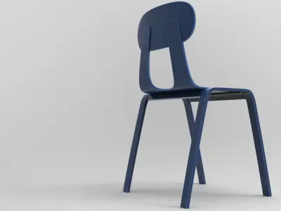 Flat Chair Low-poly 3D model