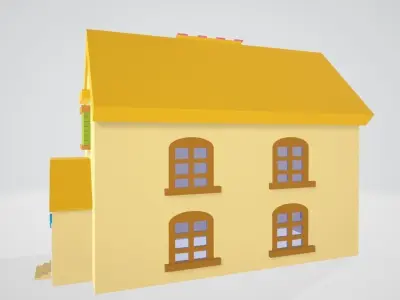 Little yellow cartoon house Free 3D model
