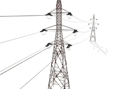 Electricity Pole 31 Weathered 3D model