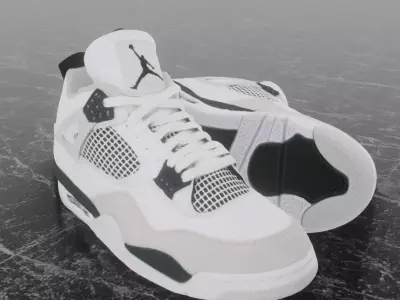 NIKE AIR JORDAN 4 MILITARY BLACK 3D SHOES Low-poly 3D model