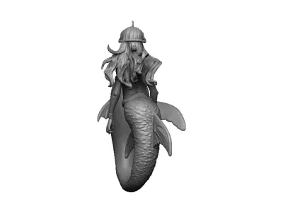 mermaid and shark pendant 3D print model