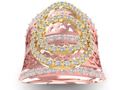 Luxury Double Halo Diamond Cocktail Ring for Women  2798 3D print model