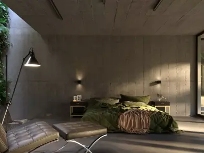 Modern Bedroom 3D model 2