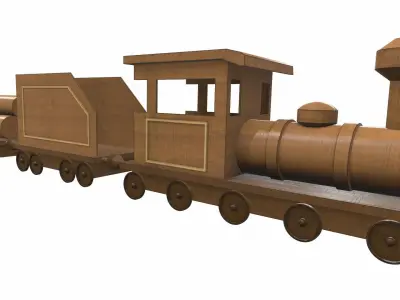 Wooden train toy 5 Free 3D model