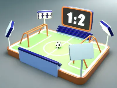 Football-Soccer Field  Low-poly 3D model