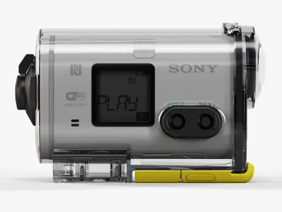 Sony HDR-AS100V action camera with Case Low-poly 3D model
