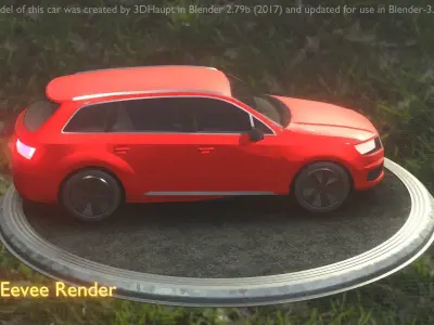 City Car 33 SUV Type-B Red Low-poly 3D model